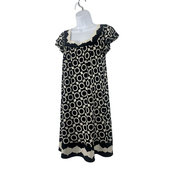 apt.9 Womens Black & Ivory Geometric Print Dress Square Neck Side Pockets Small - Picture 4 of 13